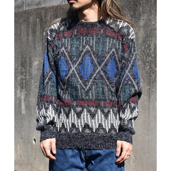 セーター ニット 「ヴィンテージ古着」80-90's SCANDIA マルチカラー デザインニット ...