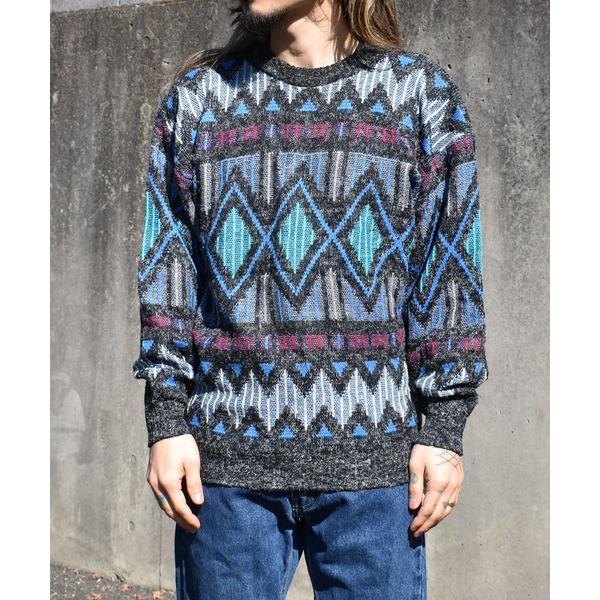 セーター ニット 「ヴィンテージ古着」80-90's SANTANA マルチカラー 総柄 デザインニ...