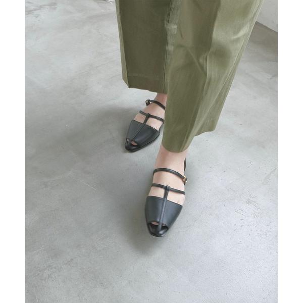 パンプス オープントゥダブルストラップセパレートパンプス