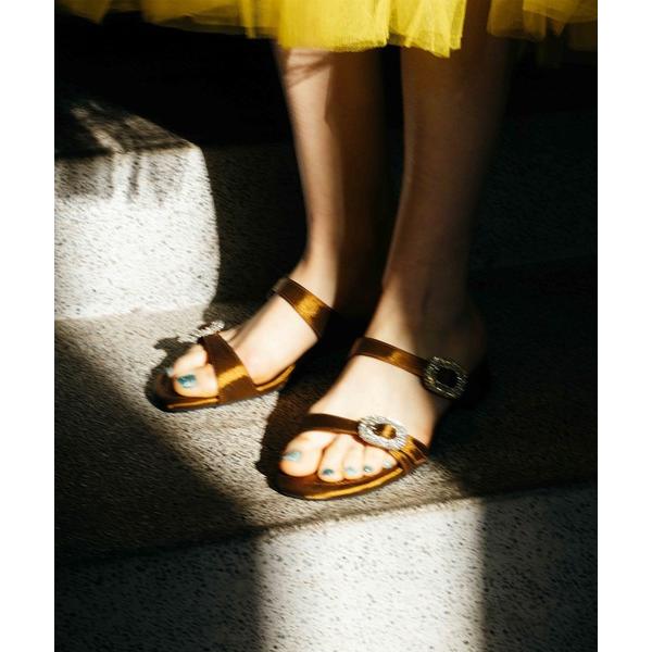 サンダル ダブルビジューバックルサンダル レディース