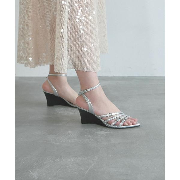 サンダル ポインテッドストラップウェッジサンダル レディース