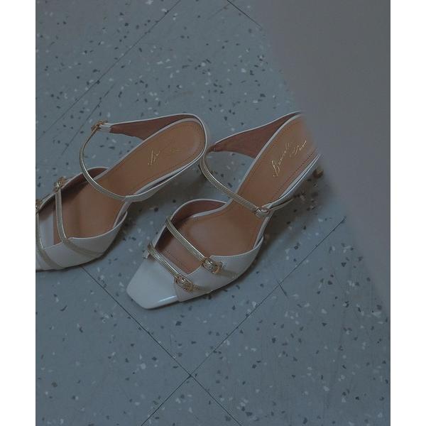 サンダル ダブルストラップミュールサンダル レディース