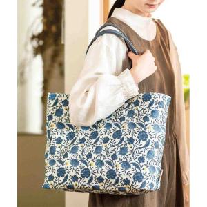 トートバッグ ａｍ＆ｂｅ　アンティークフラワー　ざっくり入れてもきちんと見え　リバーシブルの容量たっぷりトートバッグ レディース