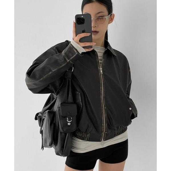 ブルゾン アウター 「MADE」 ヒベンヴィンテージフェイクレザージャンパー レディース メンズ