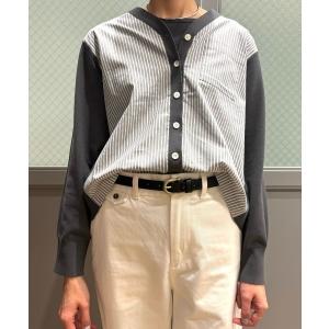 カーディガン 布帛コンビニットカーディガン レディース