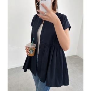 ベスト ジレ ペプラム レディース トップス 前開き ウエストリボン Vネック ウエストマーク 婦人服 女性用 無地 黒 大きいサイズ チョッキ 羽織 plusnao ベスト ジレ ペプラム レディース トップス 前開き