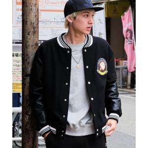 ぷりん　スタジャン BLANC FICELLE スタジャン オーバーサイズ プリントロゴ スタジアム