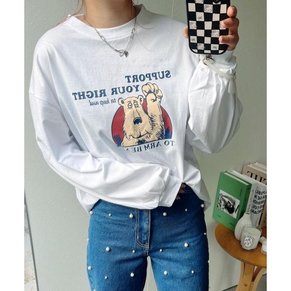 tシャツ ベアプリントロンＴ レディース