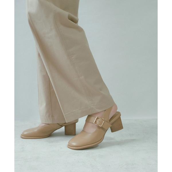 パンプス ラウンドトゥバックベルトストラップパンプス