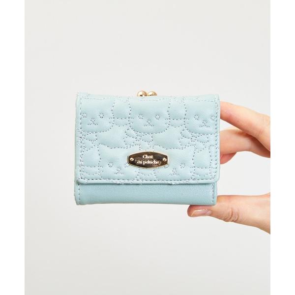 財布 SUNNY SIDE:ねこキルト　三つ折りがま口ミニ財布 レディース メンズ