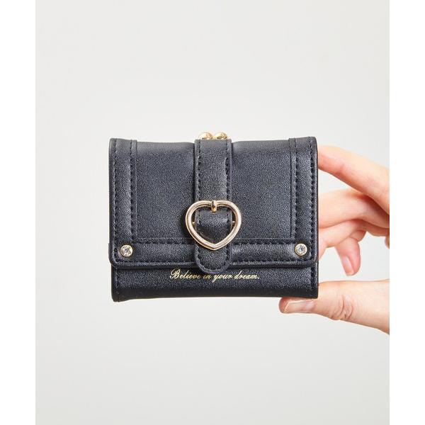 財布 SUNNY SIDE:ハート金具　がま口　三つ折りミニ財布 レディース