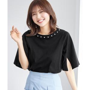 tシャツ Tシャツ レディース さらひやりコットンパール調デザインＴシャツ｜ZOZOTOWN Yahoo!店