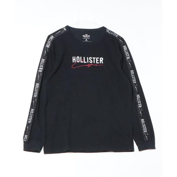 「Hollister」 刺繍長袖Tシャツ M ブラック メンズ