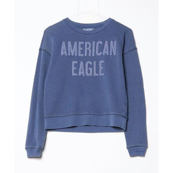 「American Eagle」 スウェットカットソー XX-SMALL ブルー レディース