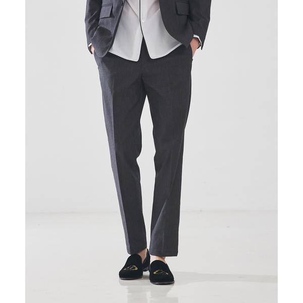 スラックス 「セットアップ対応」裏起毛ヘリンボーンストレッチトラウザーズ パンツ メンズ