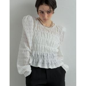 tシャツ 「MEISM by Re:EDIT」パフショルダーショート丈ギャザーカットソートップス レディース