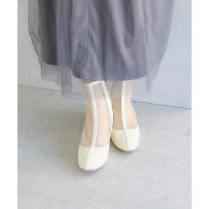 サンダル ブロックヒールチュールブーツサンダル レディース