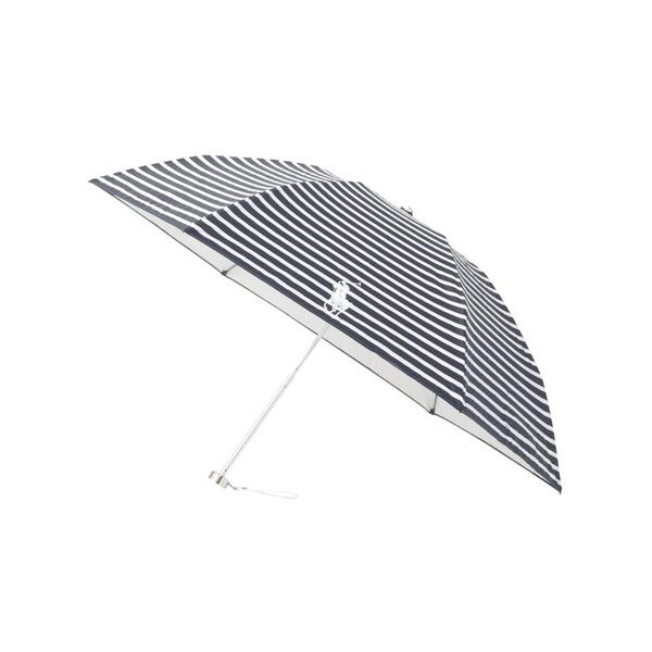 折りたたみ傘 晴雨兼用折りたたみ日傘　ワンポイントボーダー レディース
