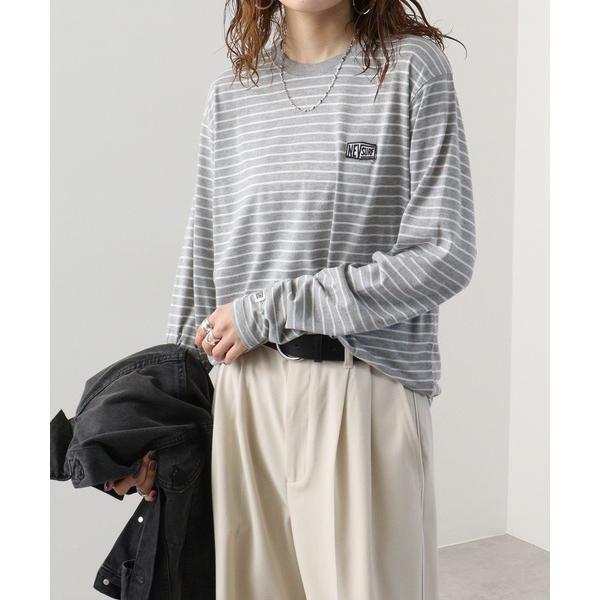 tシャツ Border long T-shirt with patch / NEVワッペン付ボーダー...