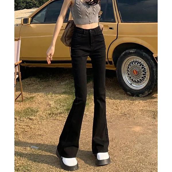 ジーンズ デニム デニムパンツ スタイルアップ ストレッチ ブーツカット フレア ハイウエスト デニ...