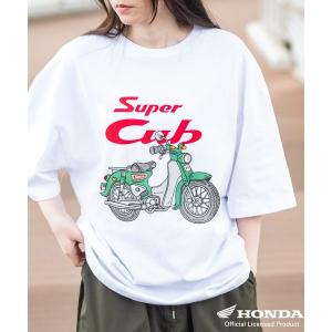 tシャツ Tシャツ メンズ 「s」「HONDA×MONSTER WORLD」バイクイラストTシャツ super cub/CC110