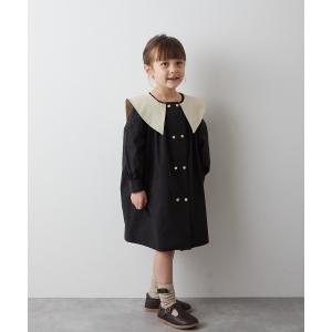 ワンピース ダブルボタンバイカラー襟ワンピース キッズ