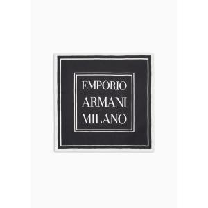 スカーフ バンダナ メンズ 「エンポリオ アルマーニ」 スカーフ ピュアシルク Emporio Armani Milanoプリントの商品画像