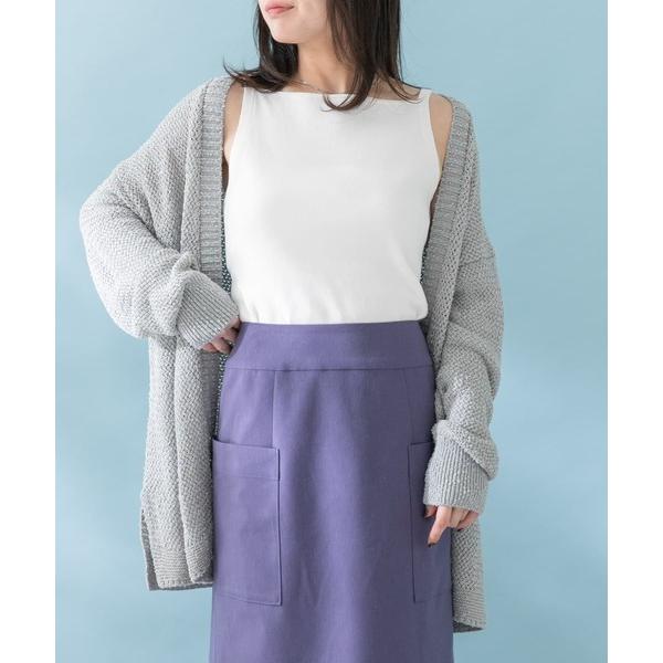 カーディガン 透かし編みミドルカーディガン レディース