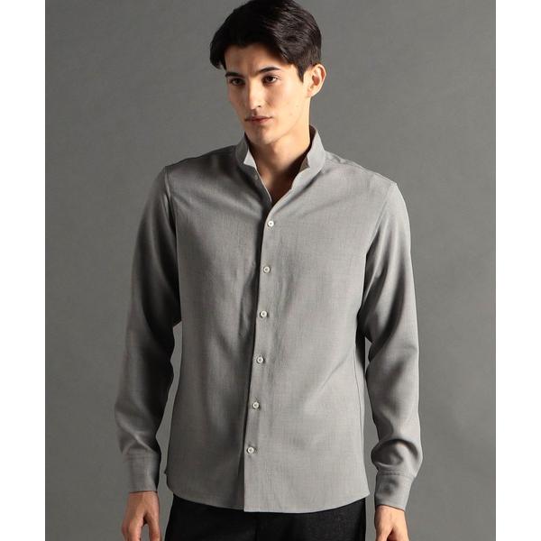 シャツ リネンライクブロード スタンドカラーシャツ メンズ