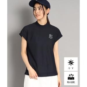 レディース tシャツ Tシャツ 「UVカット／吸水速乾」フレンチスリーブ ナンバーロゴデザイン モックネックプルオーバー｜zozo