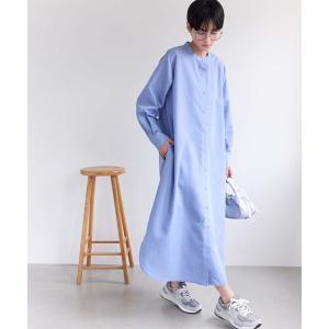 ワンピース ノーカラーシャツロングワンピース