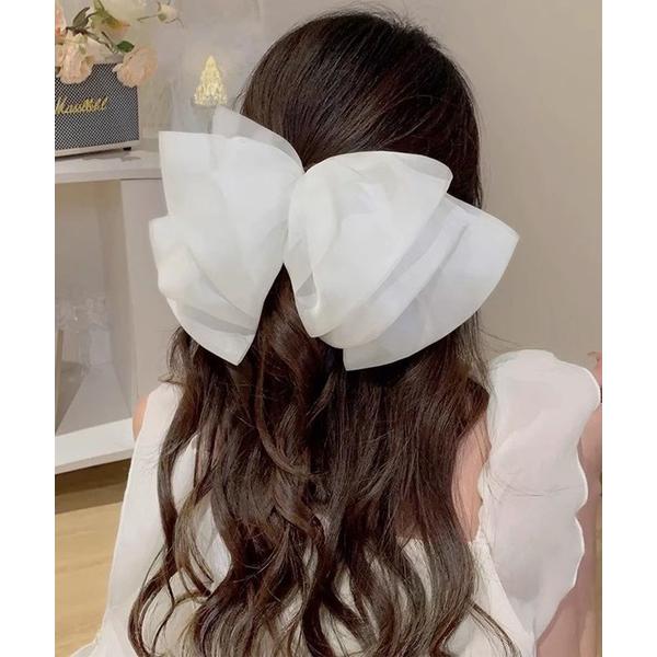 ヘアクリップ ビッグシフォンリボンヘアクリップ