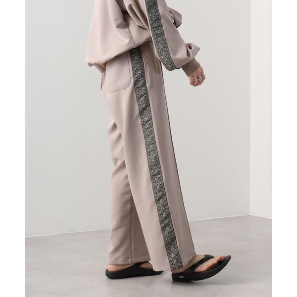 パンツ ポリストレッチ ジャガードライン トラックパンツ メンズ レディース