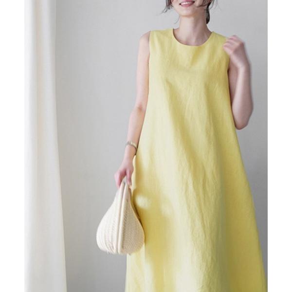 ワンピース リネンワンピース ノースリーブ 韓国風 夏服