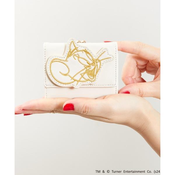 財布 FLAPPER フラッパー:トムとジェリー 刺繍アップリケミニウォレット 三つ折りミニ財布 レ...