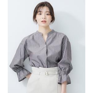 ブラウス シャツ ラメストライプスキッパーキャンディスリーブブラウス レディース