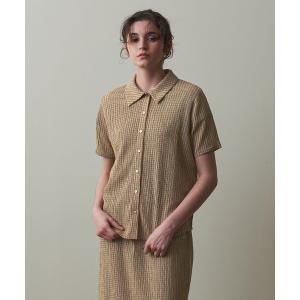 シャツ ブラウス レディース 「Steven Alan」クレープ チェック ハーフスリーブ シャツ｜ZOZOTOWN Yahoo!店