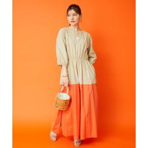 ワンピース カラーブロックスモックワンピースの商品画像
