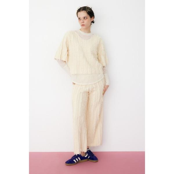 パンツ レディース Fringe wide knit pants　フリンジツーウェイニットトップス