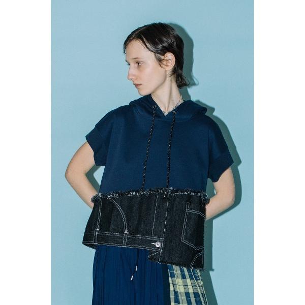 パーカー デニムコンビネーションフーディー レディース