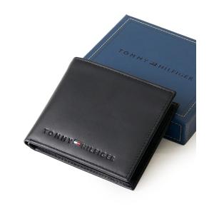 財布 メンズ 「TOMMY HILFIGER / トミーヒルフィガー」レザーコンパクトウォレット / 二つ折り財布