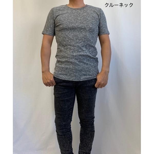 tシャツ Tシャツ メンズ AB杢スラブスパンフライス 半袖 クルーネック＆Vネック