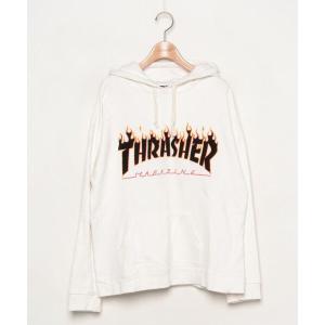 「THRASHER」 プルオーバーパーカー M ホワイト メンズ