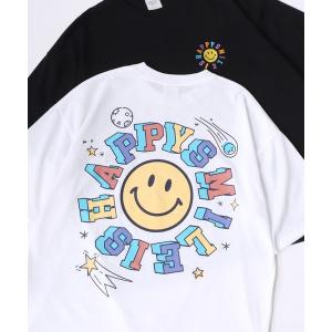 tシャツ Tシャツ レディース SMILEY FACE/スマイリーフェイス オーバーサイズ バックプリント ロゴ ワンポイント刺繍 半袖Tシャツ/スマ