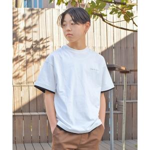 tシャツ Tシャツ キッズ ワンポイントロゴ裾レイヤード半袖Tシャツ