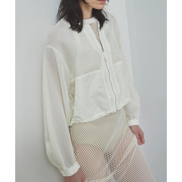 ブルゾン アウター クロップドシアーメッシュブルゾン レディース