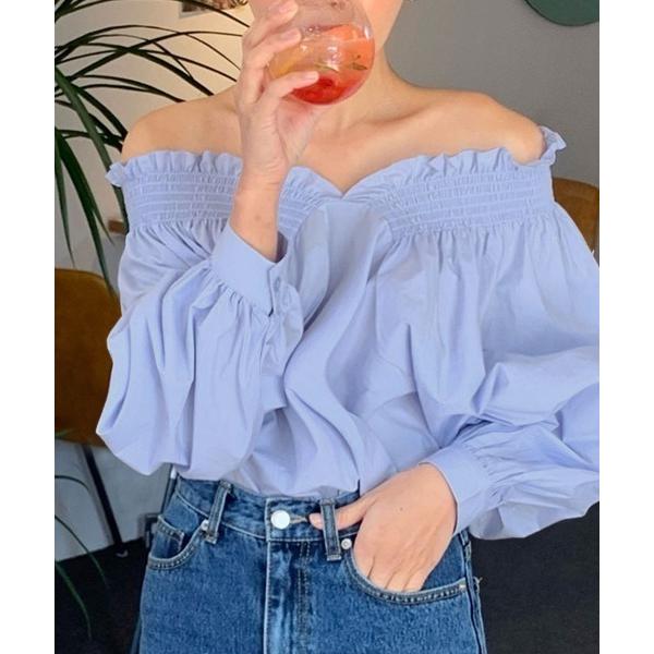 ブラウス シャツ オフショルダーフリルブラウス レディース