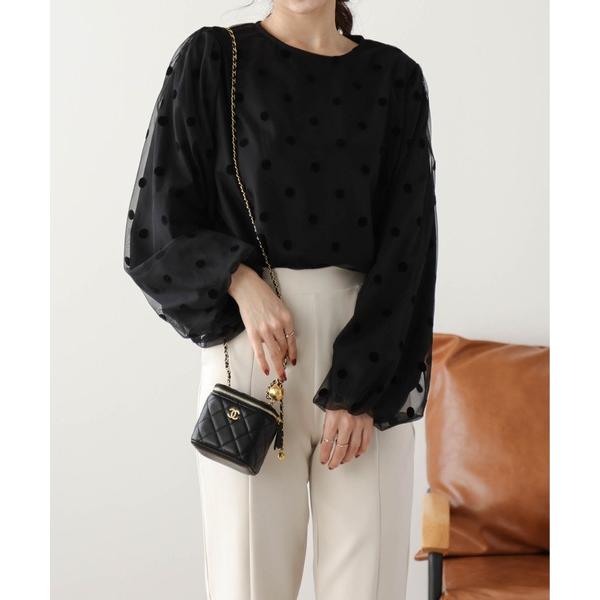tシャツ ドットチュールトップス レディース