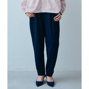 Zozotown yahoo iedit パンツ パンツ ずっと着ていたい 吸汗速乾・ カット 斜めタックパンツ ダークネイビー レディース
