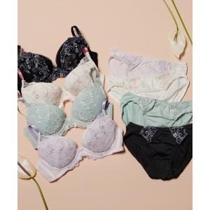 ブラジャー ショーツセット デイリーAMOSTYLE 寄せブラ クラシックフラワー「Eカップ」AMST514 WHU + Mini JX